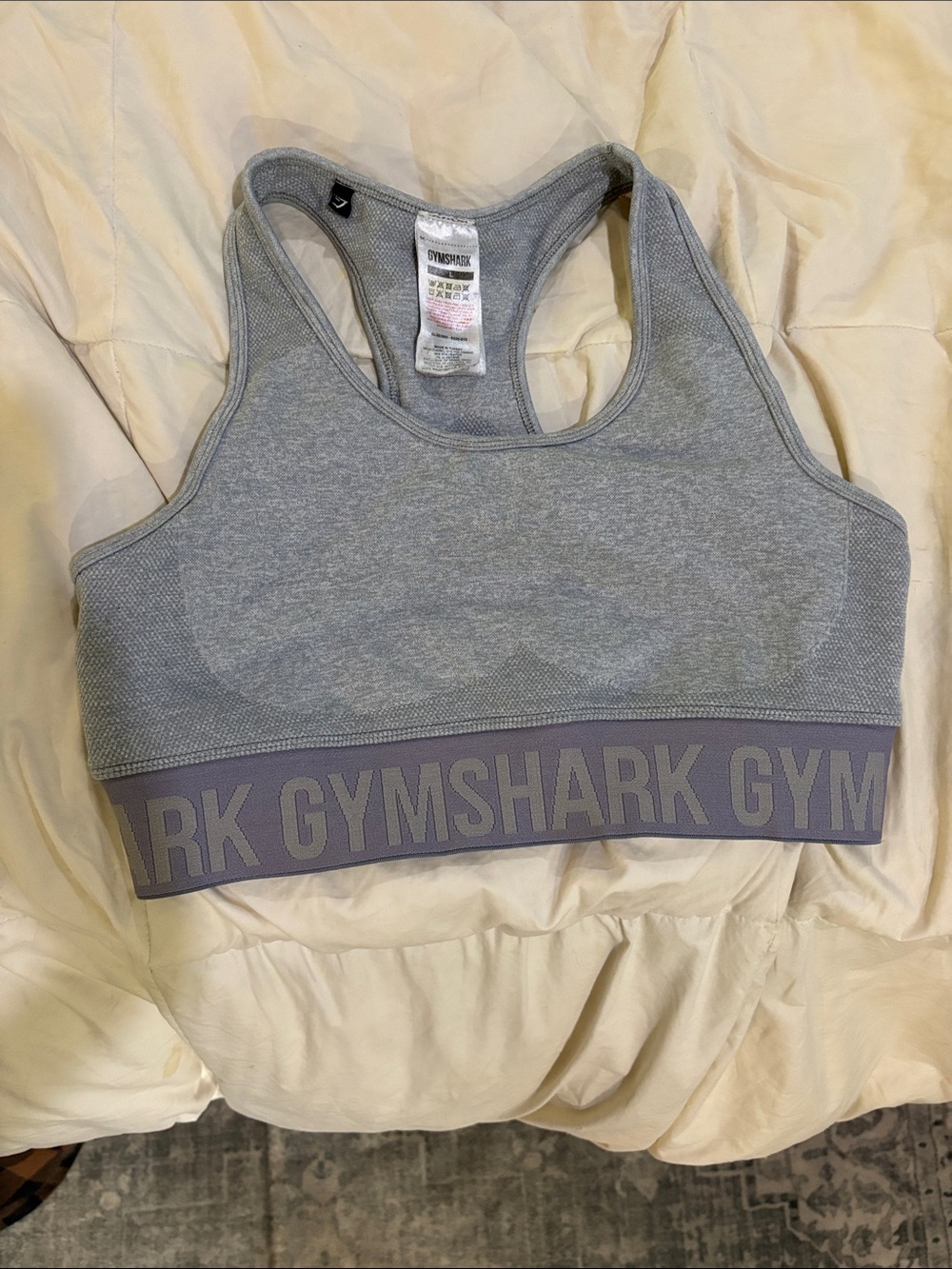 Gymshark Light Gray Seamless Racerback Sports Bra